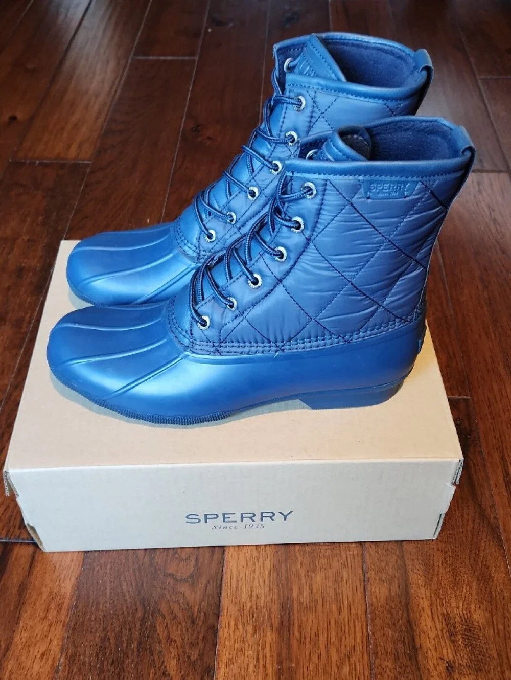 Men's Sperry Navy Waterproof Quilted Lace-Up Rain & Snow Boots